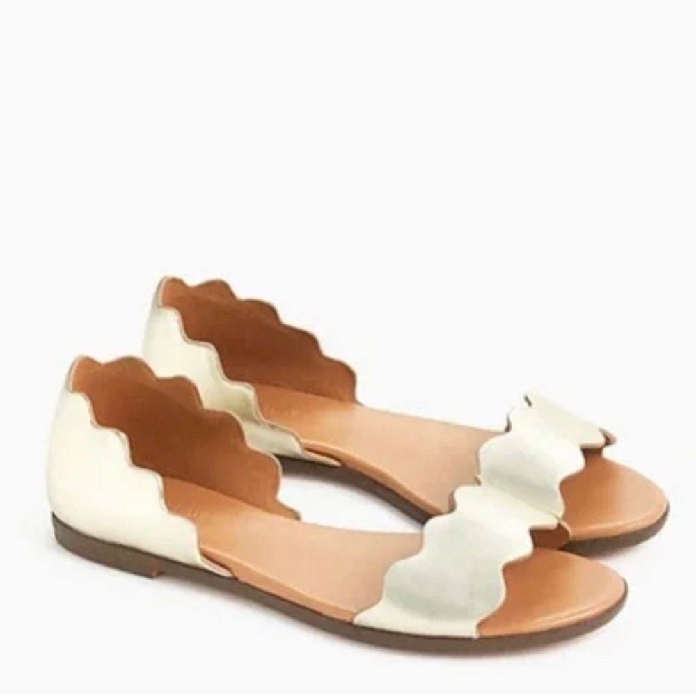 JCrew Gold Scallop Sandals